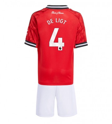 Manchester United Matthijs de Ligt #4 Hemmatröja Barn 2025-26 Kortärmad (+ Korta byxor)